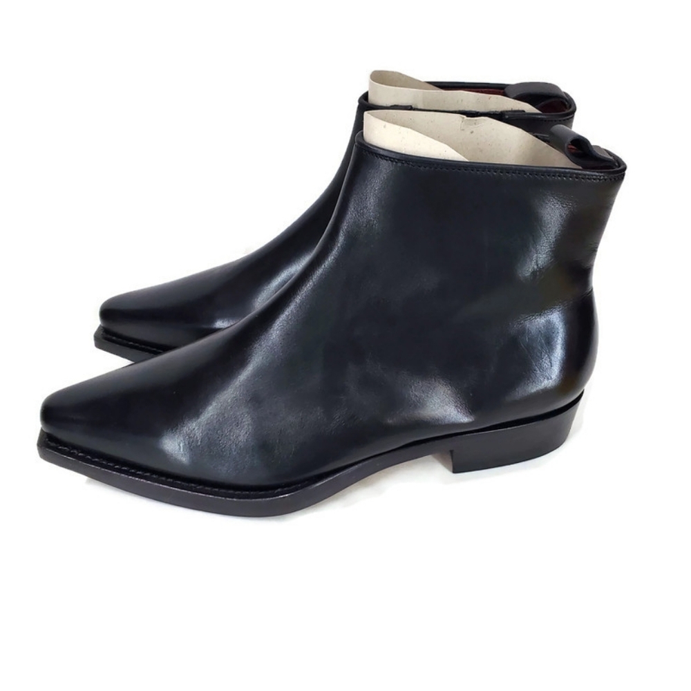 New Gianfranco Ferre Mens Made In Italy Black Leather Ankle Boots Shoes Sz 42.5